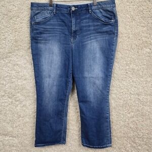 Democracy Womens Jeans Ab solution Stretch Blue Size 16 Straight Leg Crop